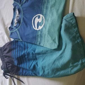 Swim trunks and rashguard shirt